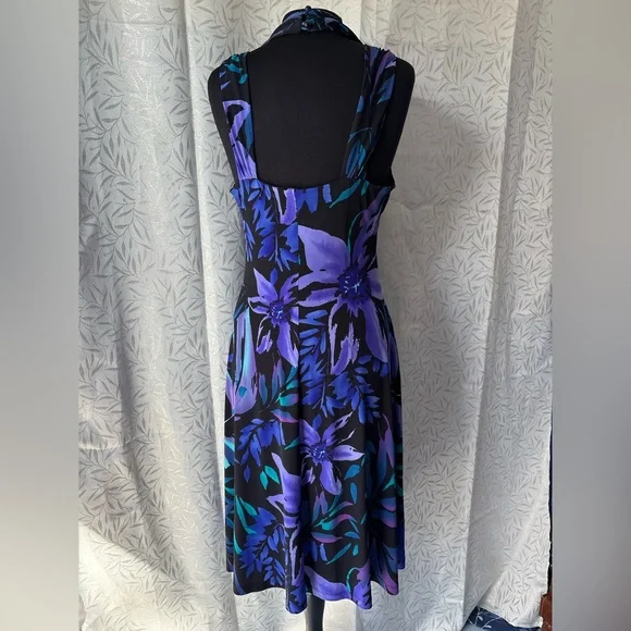 Connected Apparel Black Purple and Blue Floral Dress - Picture 3 of 11